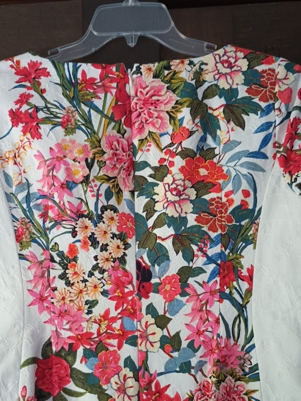 Adrianna Papell White Floral Sheath Lined Dress with Multicolor Blooms - Picture 7 of 8